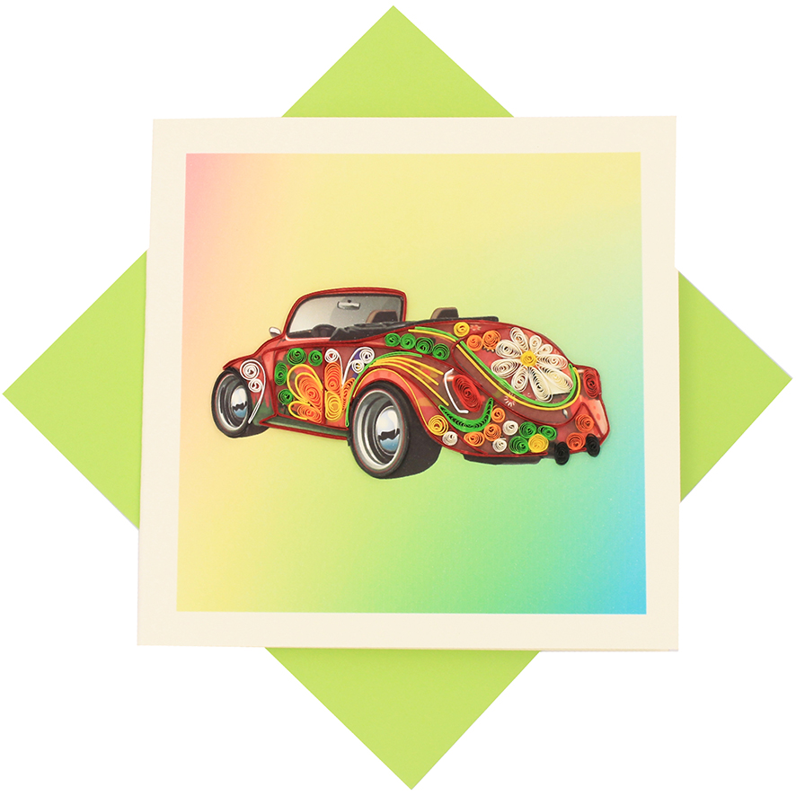 Quilled Multicolored Car Card